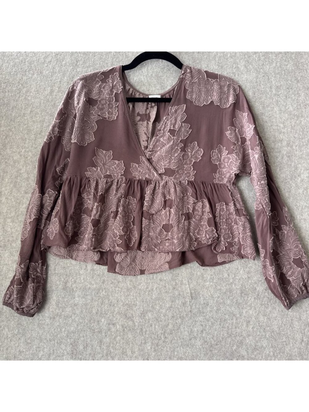 Wilfred Aritzia Augustine Peplum Blouse Womens 2XS Floral Embroidered